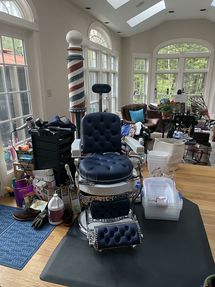 Silla de barbero ¡100 años y reacondicionada!