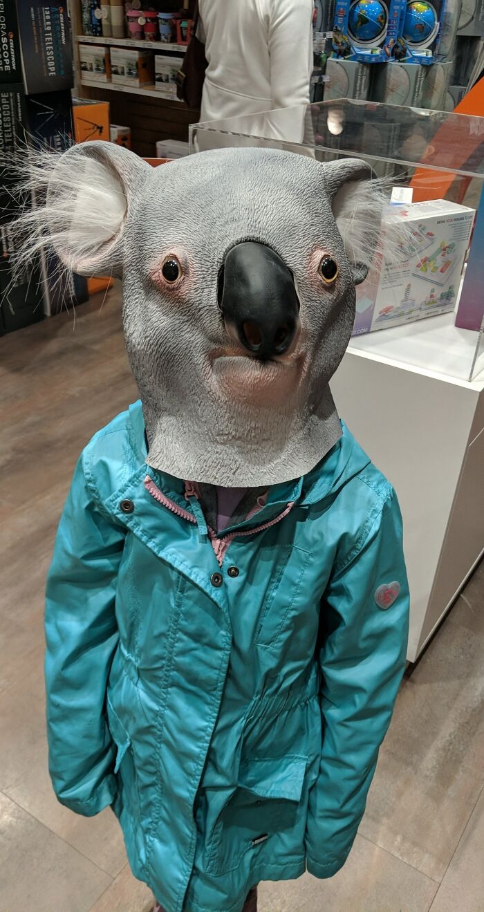Mi hermana empezó a llorar en el centro comercial, así que le puse esto encima. Ahora no puedo tomarla en serio