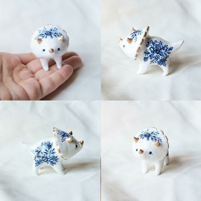 Pequeños Triceratops con flores