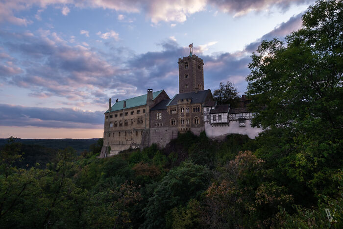 Vista clásica del Wartburg, uno de los castillos más importantes de Alemania