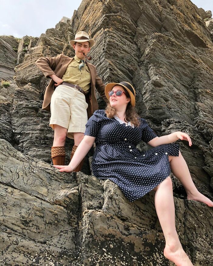 Engaged Young Couple Lives Like It's The 1930s With Vintage Clothes, Home, Tools, And A Car (30 Pics)