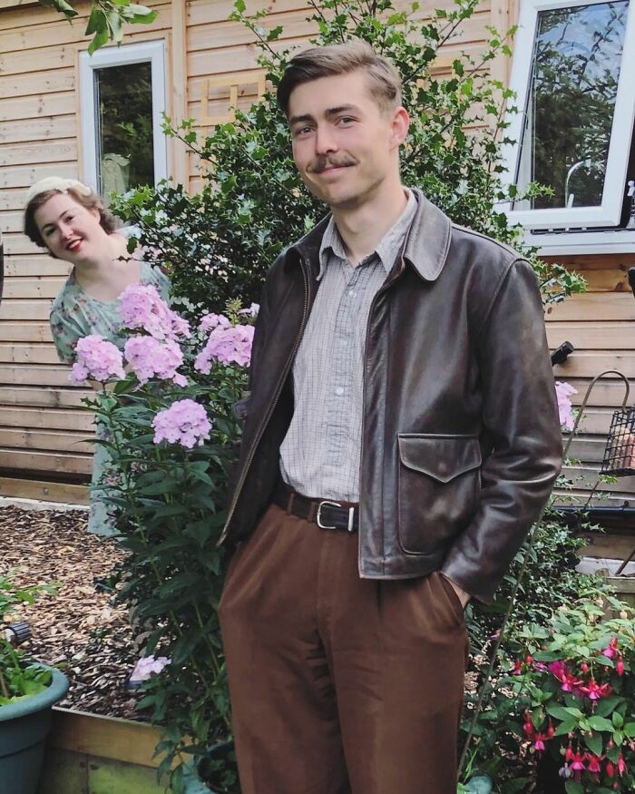 Engaged Young Couple Lives Like It's The 1930s With Vintage Clothes, Home, Tools, And A Car (30 Pics)