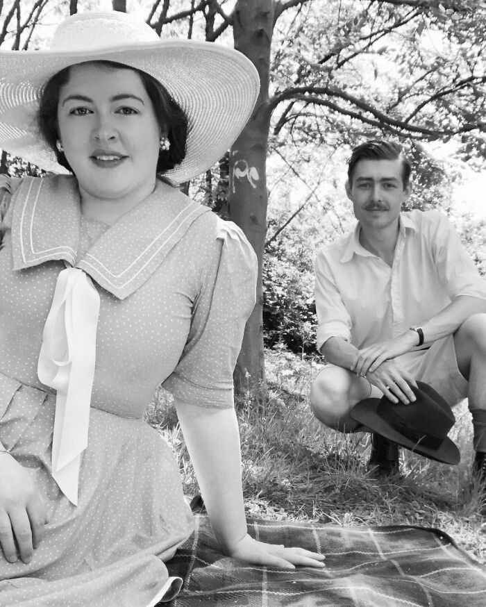 Engaged Young Couple Lives Like It's The 1930s With Vintage Clothes, Home, Tools, And A Car (30 Pics)