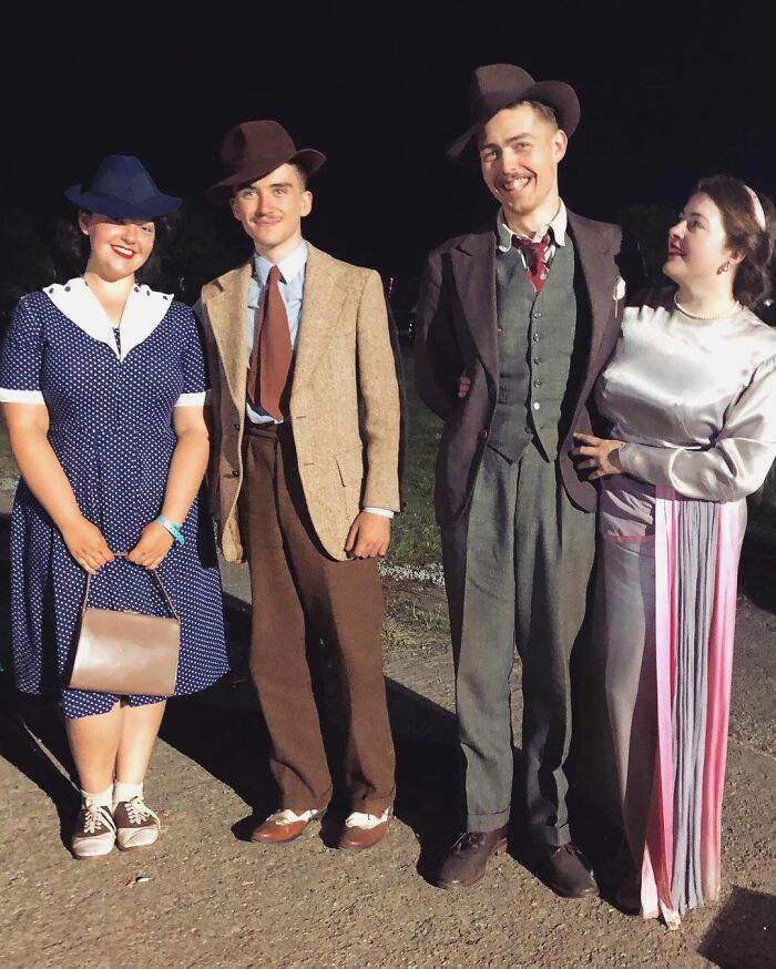 Engaged Young Couple Lives Like It's The 1930s With Vintage Clothes, Home, Tools, And A Car (30 Pics)