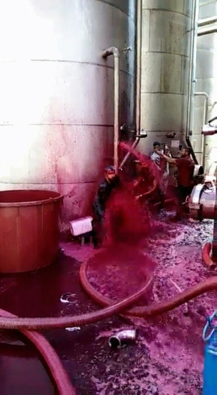 La cisterna del vino tinto se rompe catastróficamente en una bodega siciliana