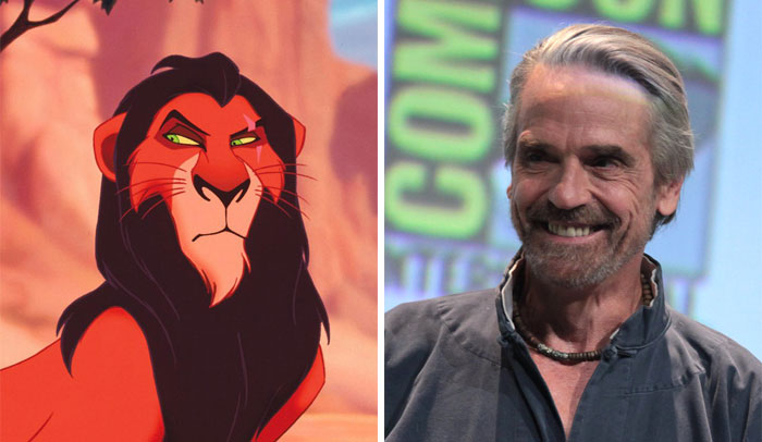 Scar en el Rey León se basó en Jeremy Irons