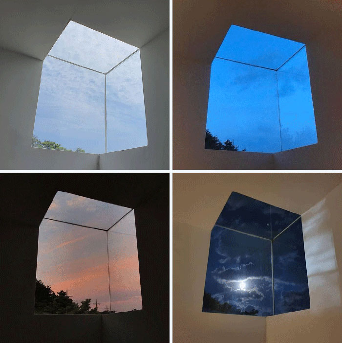 Ventana cúbica en diferentes momentos del día