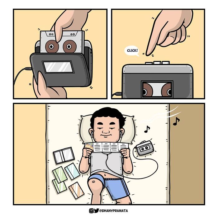 Escuchar música en una cinta de cassette y seguir las letras