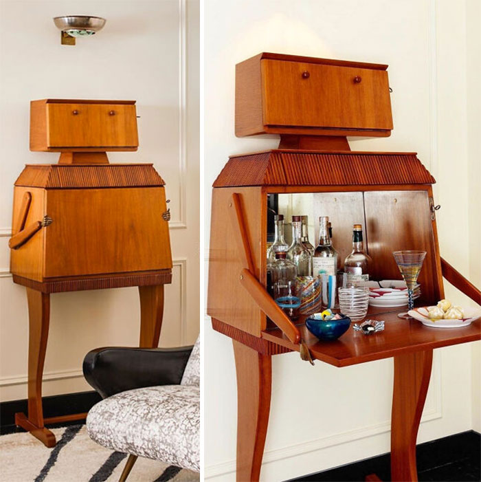 Este mueble bar con forma de robot 