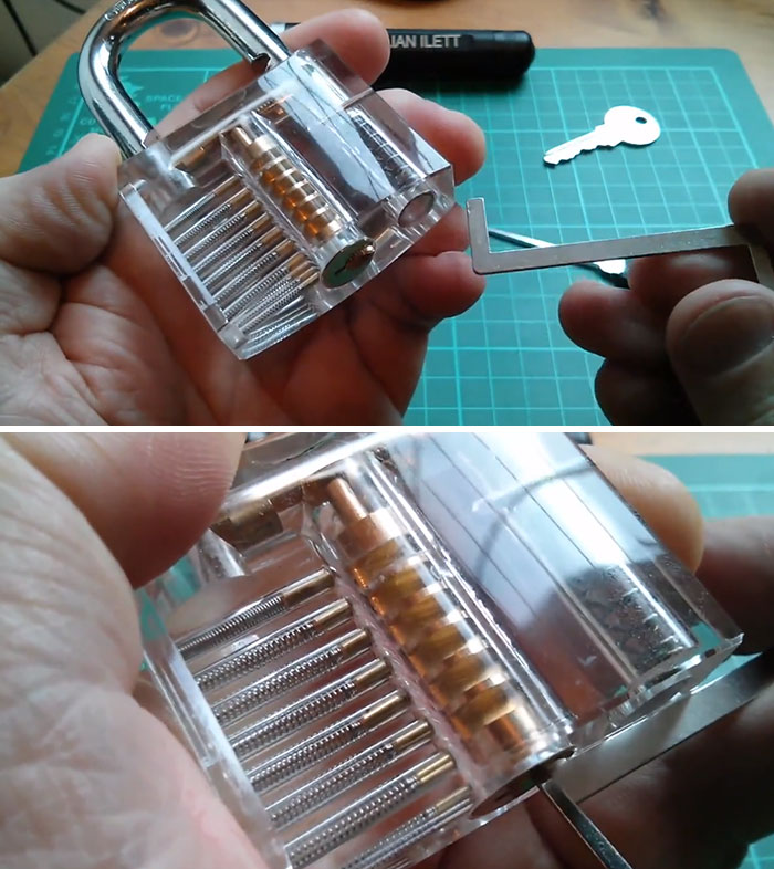 Un candado transparente para aprender a hacer ganzúas