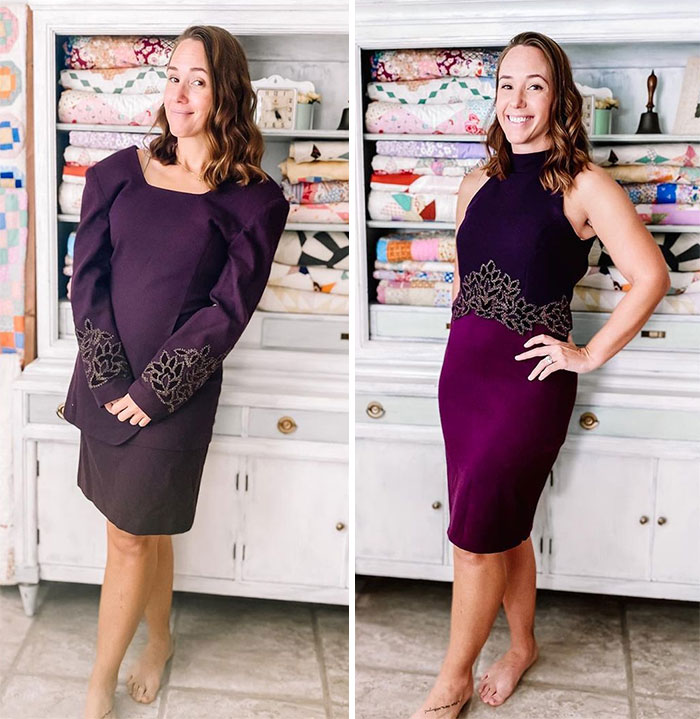 Woman Modifies Old Thrift Store Clothes To Create New Outfits And Here Are 25 Of Her Best Works (New Pics)