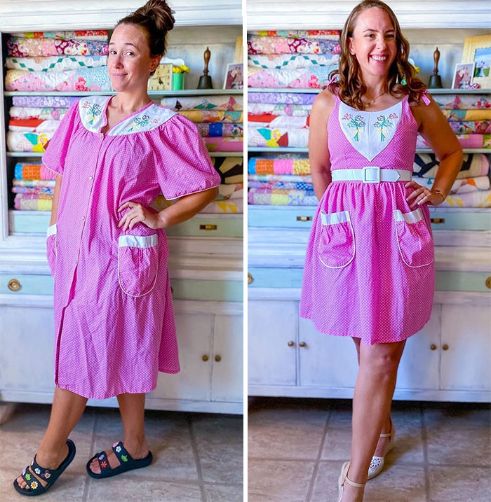 Woman Modifies Old Thrift Store Clothes To Create New Outfits And Here Are 25 Of Her Best Works (New Pics)