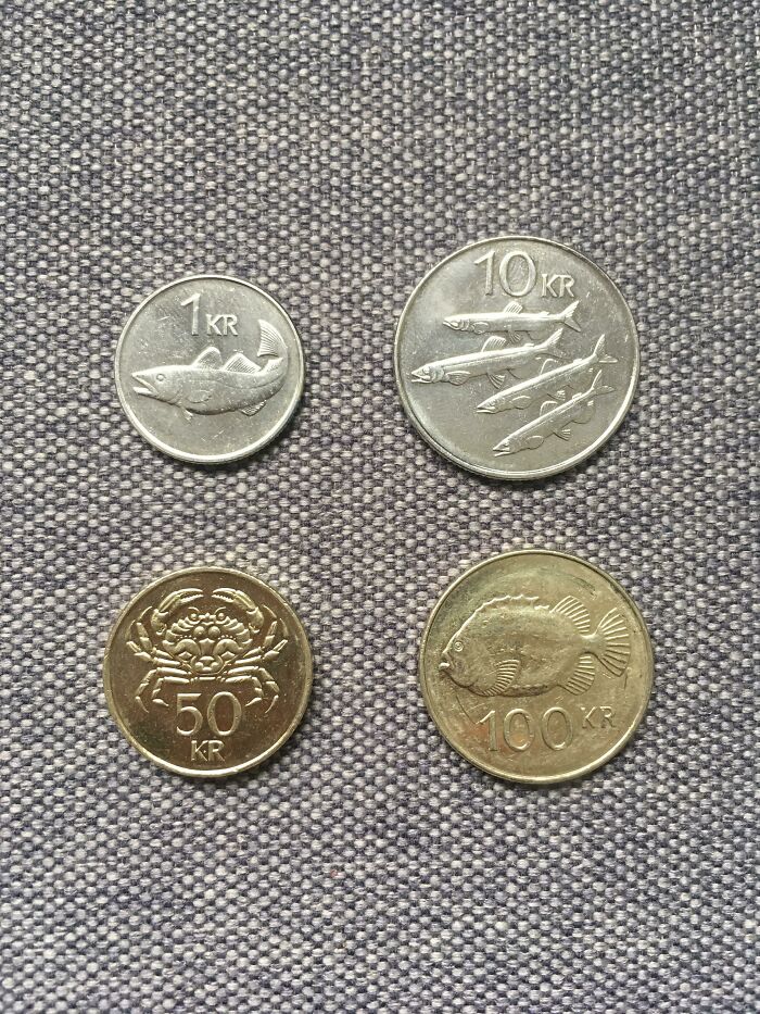 Krónur es el nombre en islandés para la corona (moneda oficial de Islandia). La cara de sus monedas llevan grabadas las distintas especies que componen la fauna marina nacional