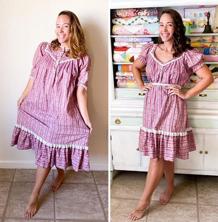 Woman Modifies Old Thrift Store Clothes To Create New Outfits And Here Are 25 Of Her Best Works (New Pics)