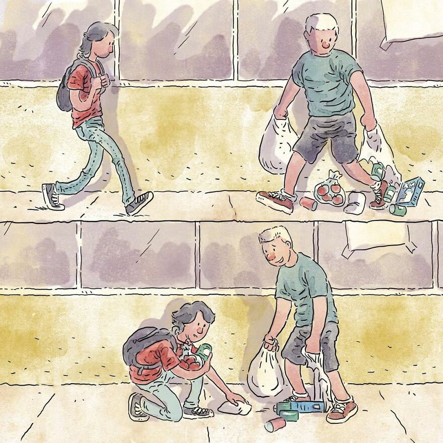 Este artista cuenta en 5 cómics historias desgarradoras sobre los problemas de la sociedad sin usar ni una palabra