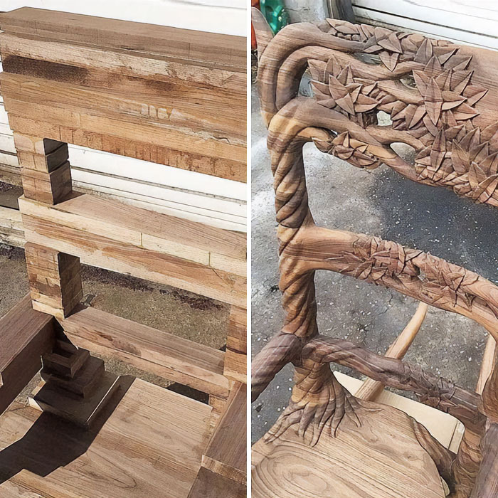Silla de madera, antes y después