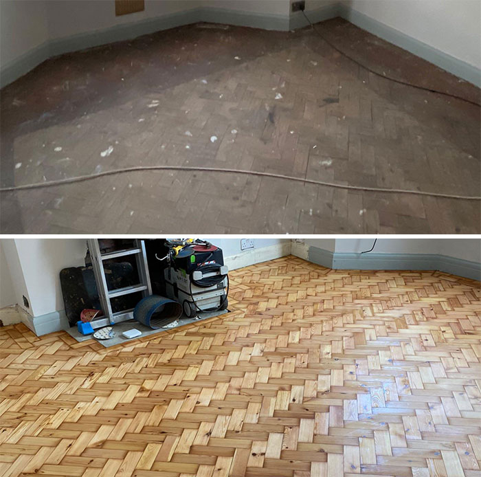 ¡Parquet de los años 30 restaurado hoy!