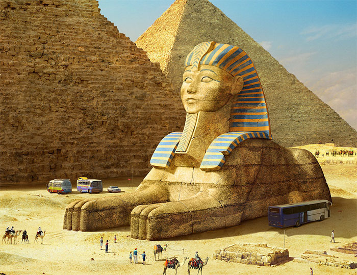 Este artista muestra cómo serían estos 10 famosos monumentos históricos y míticos en la actualidad
