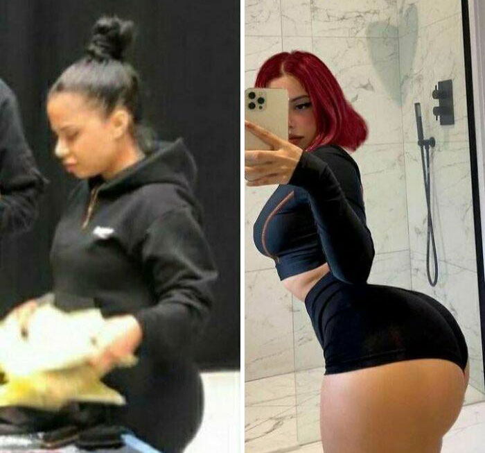 No hace más que decir que es "100% natural". La foto de la izquierda se la hicieron hace poco y obligó a borrarla No hace más que decir que es "100% natural". La foto de la izquierda se la hicieron hace poco y obligó a borrarla