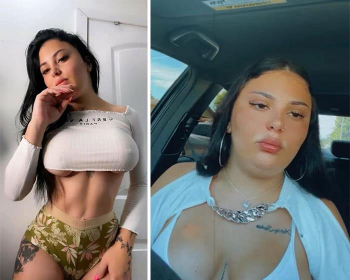 Una de sus fotos editadas vs una captura de un directo suyo Una de sus fotos editadas vs una captura de un directo suyo