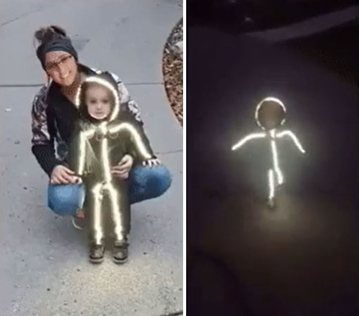 Este disfraz de figura de palitos luminoso