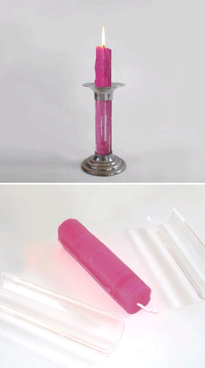 Esta vela crea una nueva vela con su cera derretida