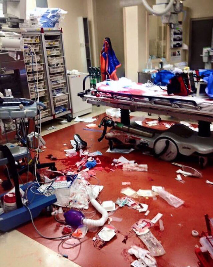 "Trabajo en un hospital y así ha quedado tras un paciente con traumatismo. Sobrevivió"