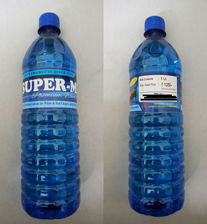 Casi bebo de esta botella de líquido abrillantador de madera porque pensaba que era una botella de agua