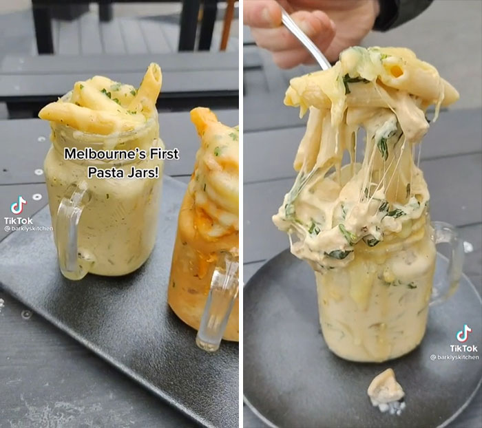 Pasta en una jarra. Gracias, lo odio
