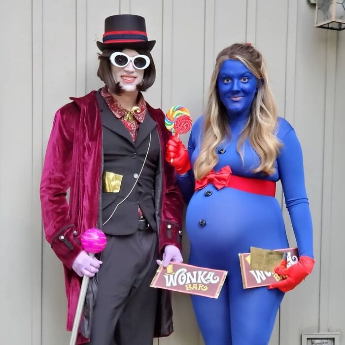 ¡Feliz Halloween de parte de Willy Wonka y Violet Beauregarde!