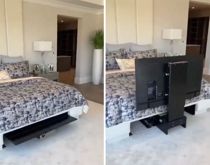 Televisor oculto bajo la cama