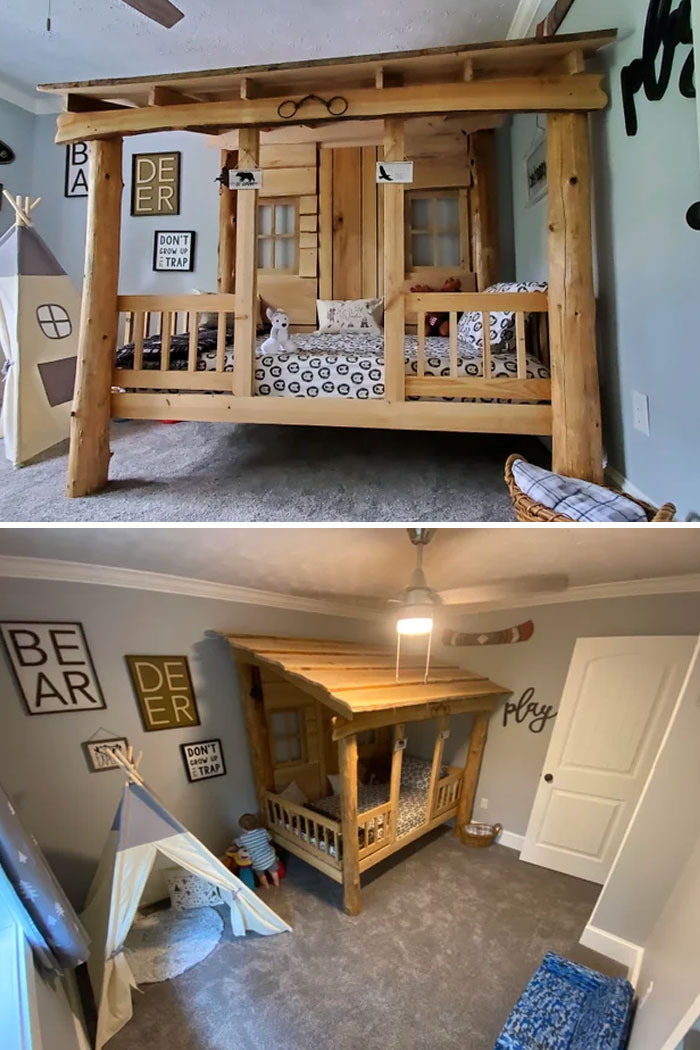 Cama hecha a medida para mi hijo. Está más que encantado