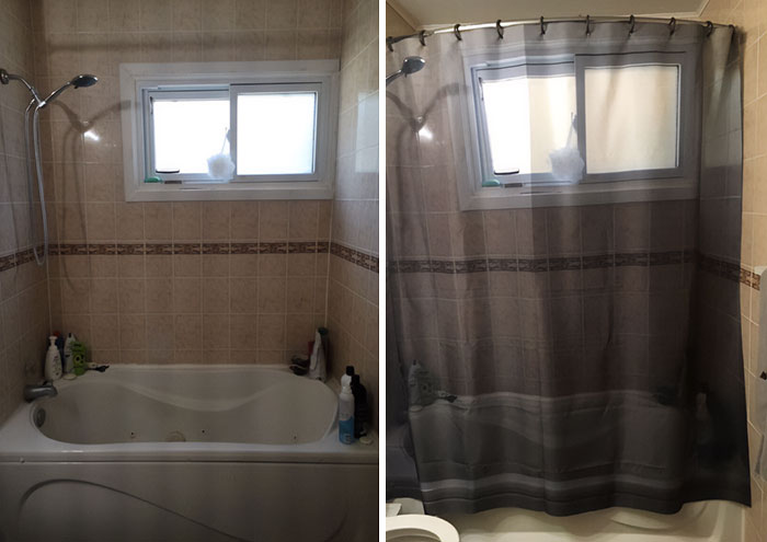 Mi marido y yo descubrimos que se pueden conseguir cortinas de ducha de fotos