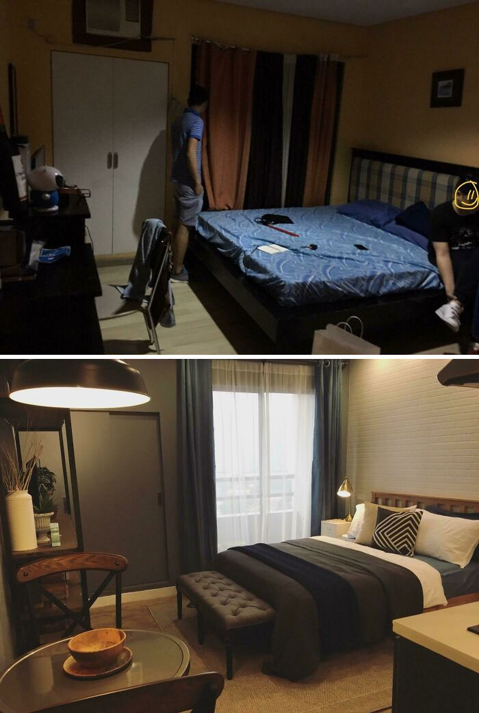 Renové el estudio de mi amigo y aquí les traigo el antes y el después. Esta es la primera vez que alguien me pide que lo ayude a diseñar su casa