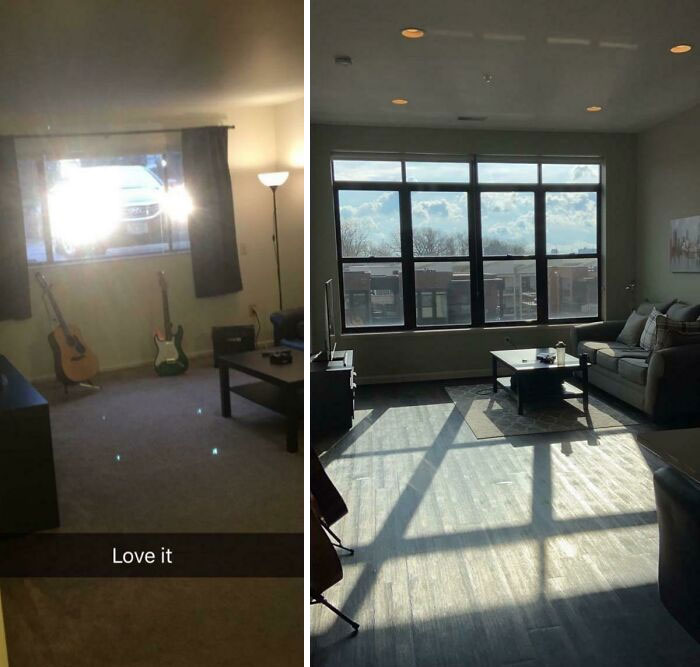 Mi antigua sala de estar vs. Mi nueva sala de estar 