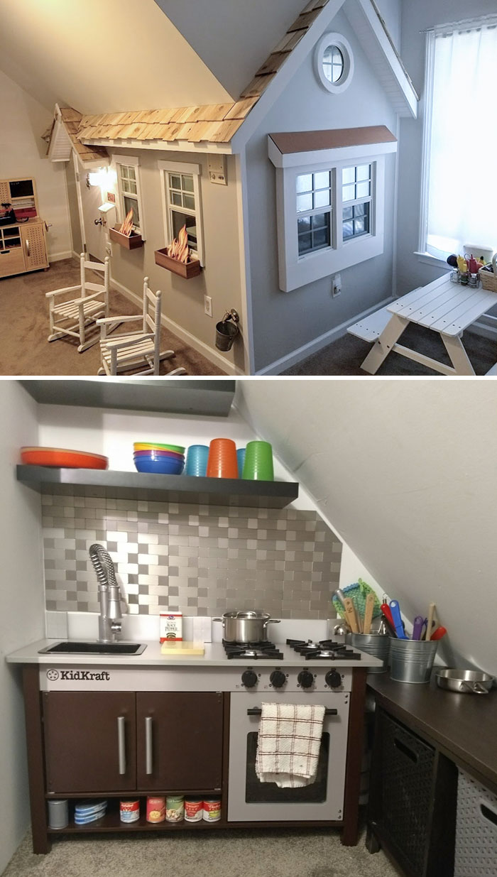 Mi marido es bombero y construyó esta casa de juegos interior para nuestros hijos adoptivos