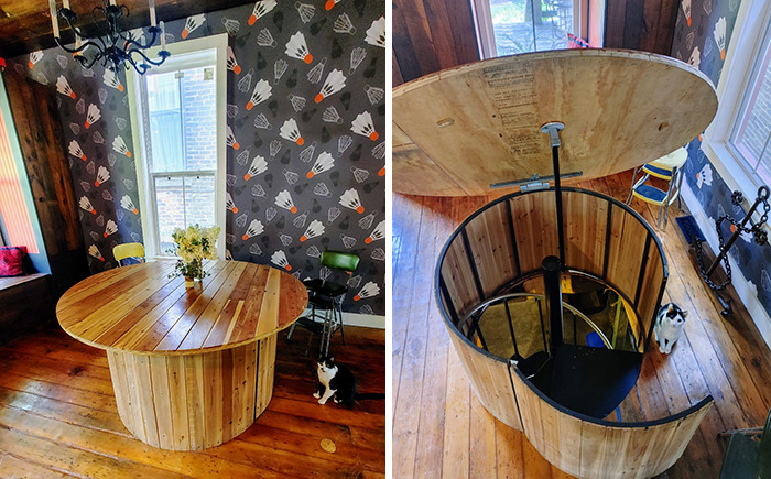 Mi mesa de comedor alberga una escalera de caracol secreta