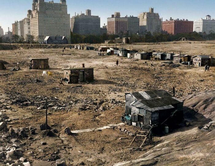 Una foto de Central Park en Nueva York durante la Gran Depresión (1933)