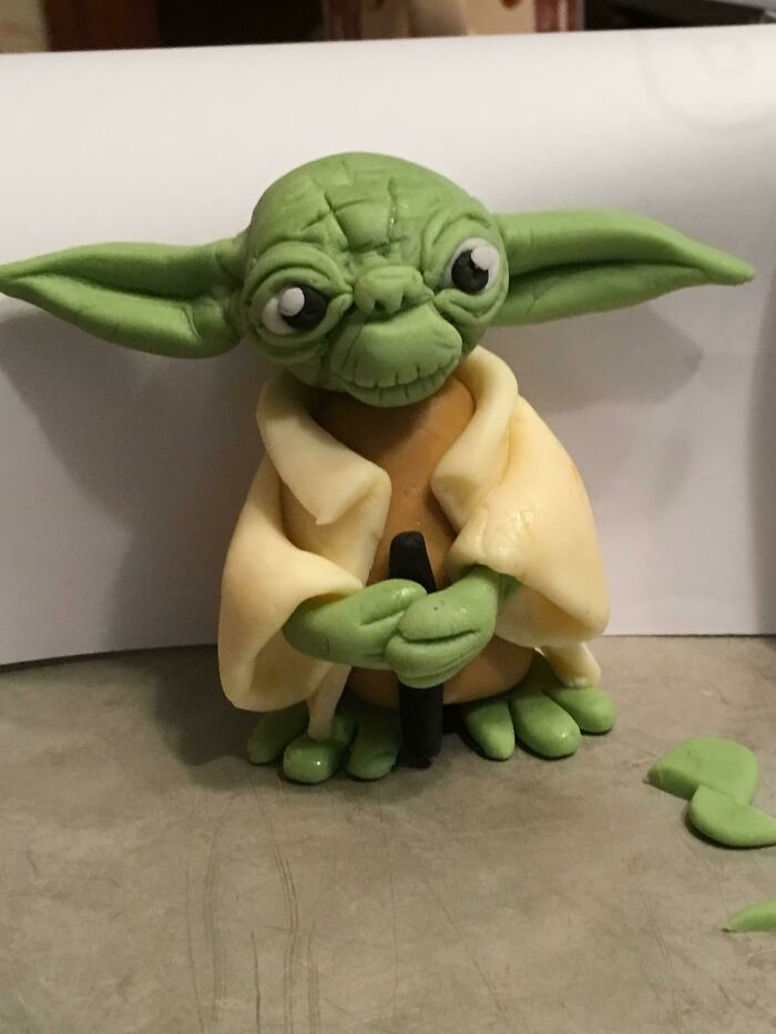 Mi tía ha hecho este Yoda de fondant