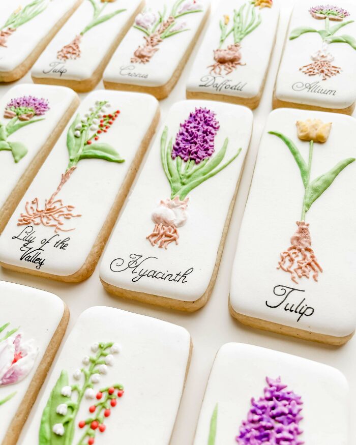 Galletas de shortbread y vainilla con decoración botánica