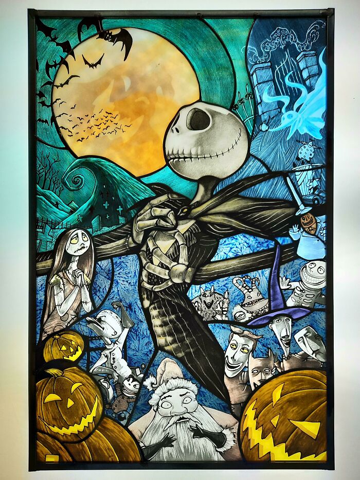Hice un vitral de La Pesadilla antes de Navidad
