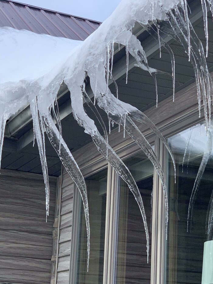 Hermosos pero extrañamente espeluznantes carámbanos crecieron en mi casa este invierno