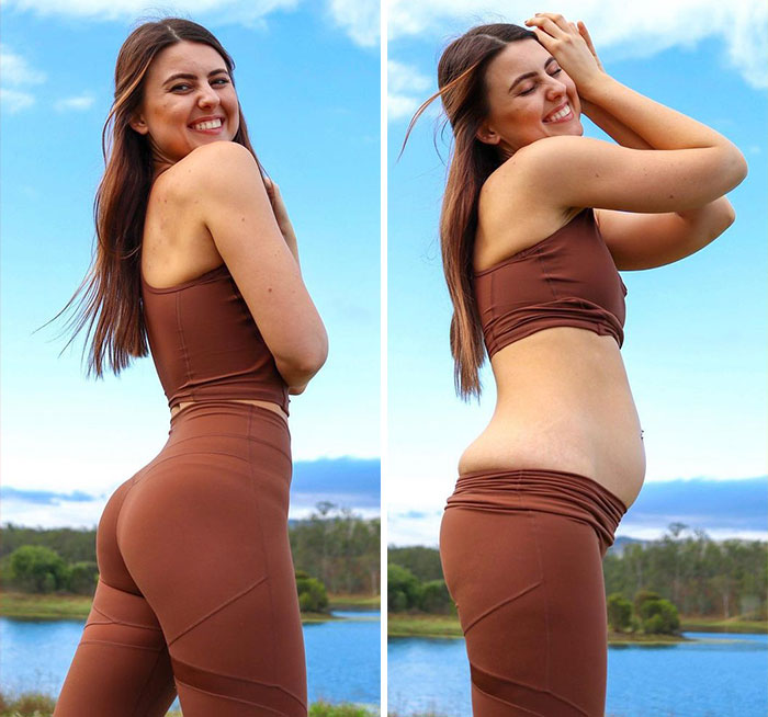 Woman Challenges Unrealistic Body Standards With Side-By-Side “Real Me Monday” Photos Of Herself (30 Pics)