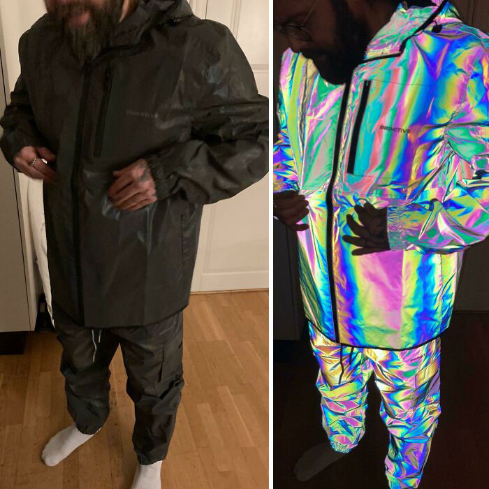 El conjunto impermeable iridiscente de mi marido 