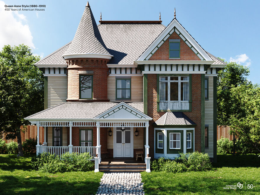 Estos diseñadores visualizaron la misma casa norteamericana en 10 estilos diferentes de los últimos 5 siglos