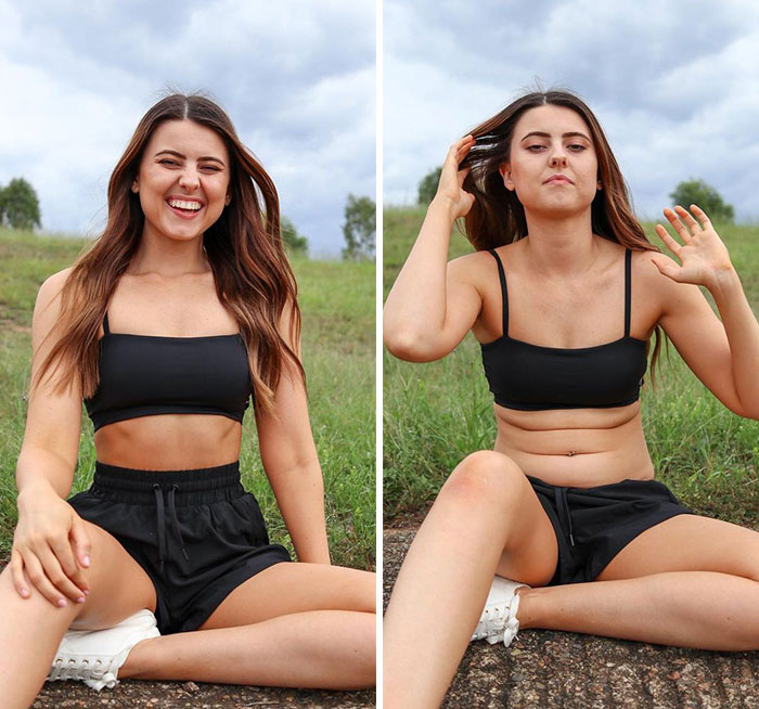 Woman Challenges Unrealistic Body Standards With Side-By-Side “Real Me Monday” Photos Of Herself (30 Pics)