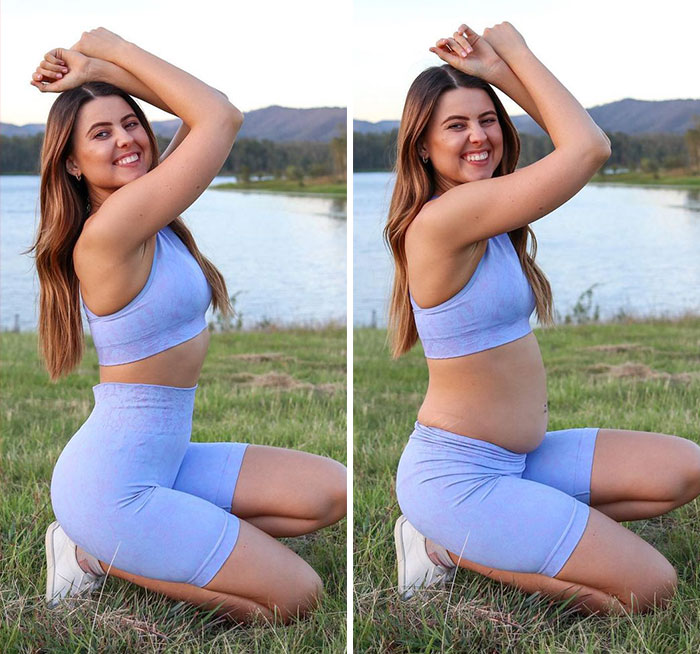Woman Challenges Unrealistic Body Standards With Side-By-Side “Real Me Monday” Photos Of Herself (30 Pics)