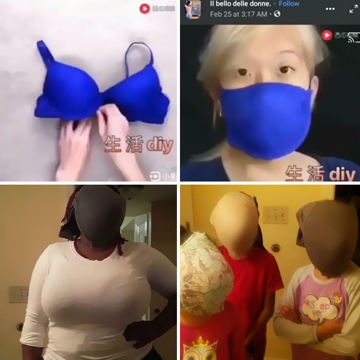 Intentando crear una mascarilla facial con un sujetador