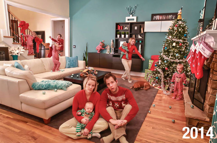 Esta familia comenzó a hacer tarjetas navideñas «reales» hace 8 años, y cuanto más crecen los niños, más locas son