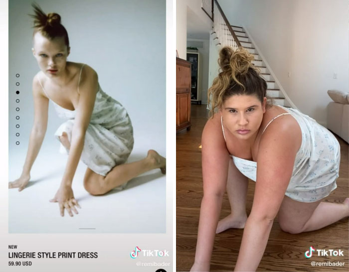 Esta mujer recrea las poses que realizan las modelos de Zara para demostrar lo ridículas que son